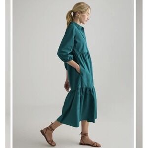 Quince 100% Organic Cotton Poplin Midi Tunic Dress, Women's Size Large